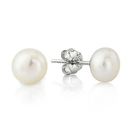 Orphelia Women's Earrings 925 Silver Rhodium Plated Round Cut White Pearl/7006/2