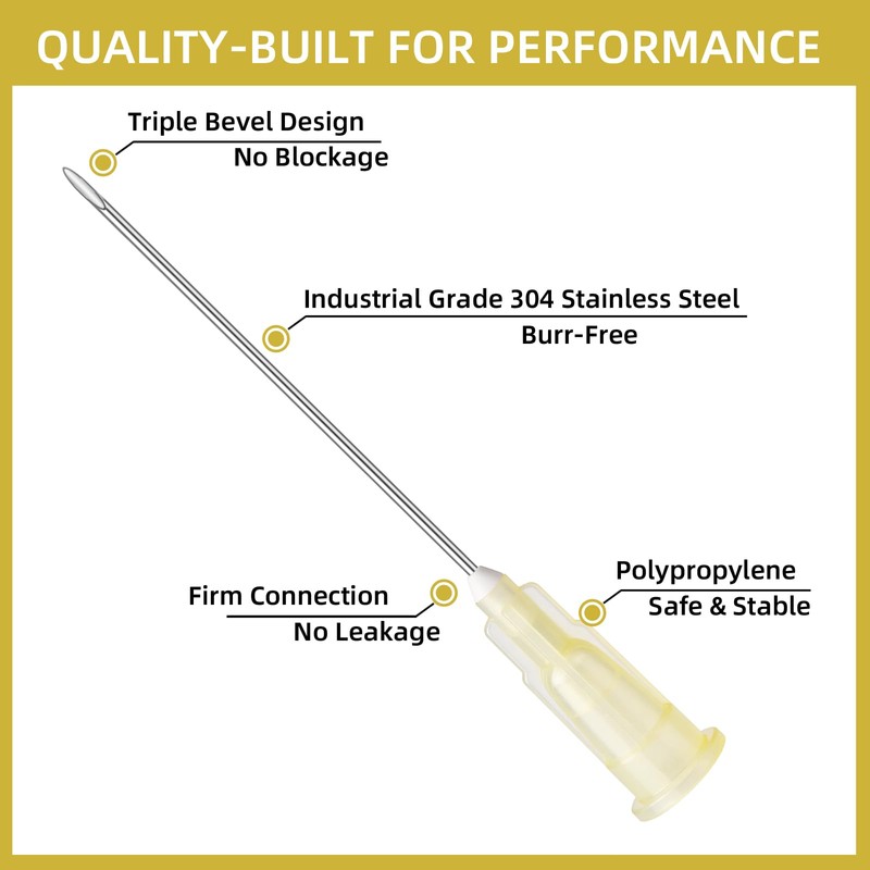 100 Pack 19 Gauge 1.5 Inch Needle, Disposable Luer Lock