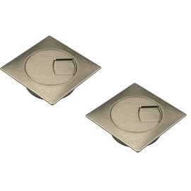 Gedotec Cable guide desk made of sturdy ABS plastic, 2 pieces square cable passages, 60 mm, Plaza, cable box, stainless steel look, cable guide square for push-in, cable duct