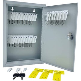 Huron Key Storage Lock Storage Cabinet, Slotted, 30 Key Grey Commercial Grade Steel