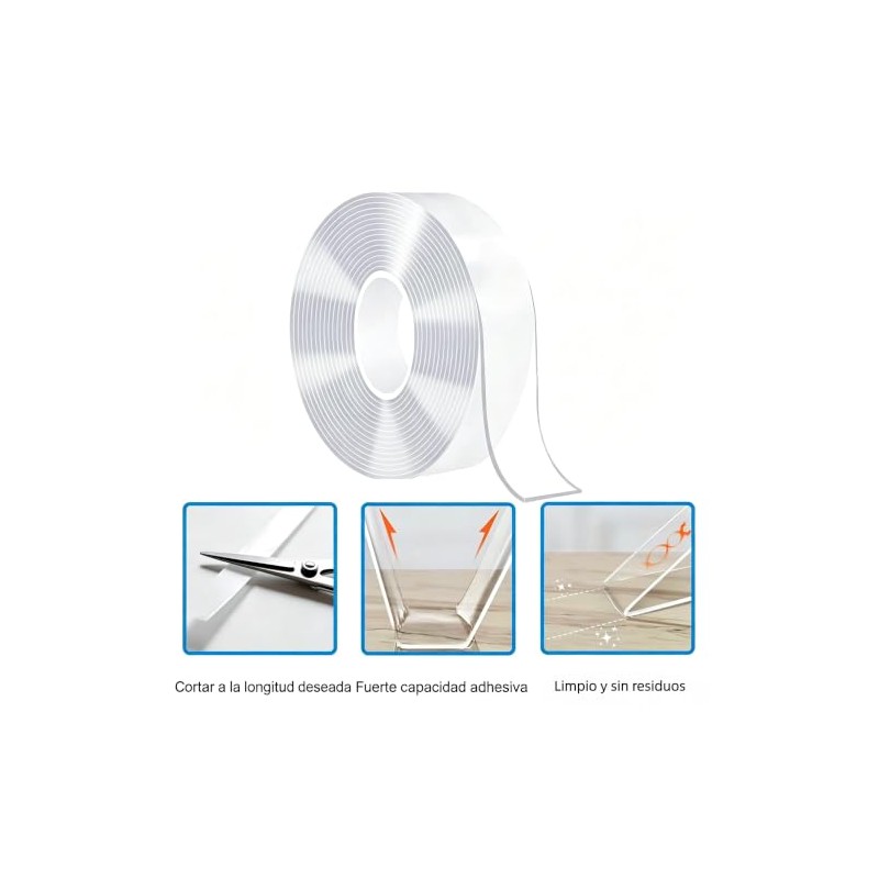 Reutilizable Nano Tape de 5M, 2 rollos Nano Cinta Doble