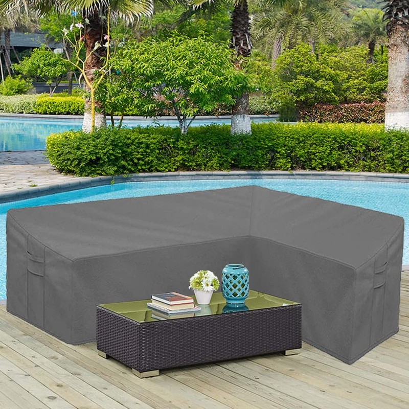 SUNSURE Patio L-Shaped Sectional Couch Sofa Cover Waterproof Outdoor Furniture