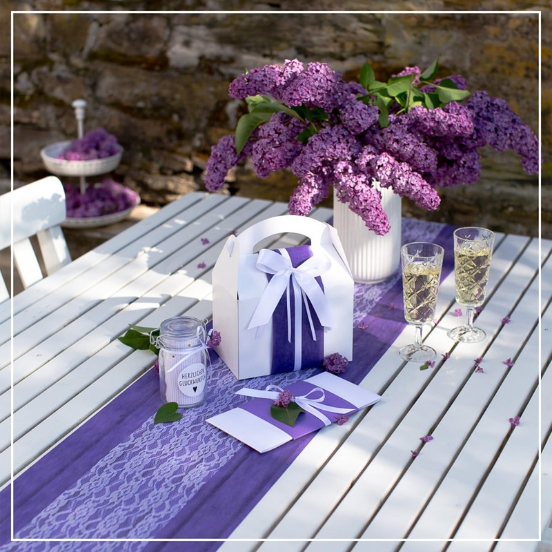 100%Mosel Fleece Table Runner, Purple (30 cm x 25 m),