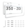 Deselen White License Plate Frame - 2-Hole Sleek Style, Stainless