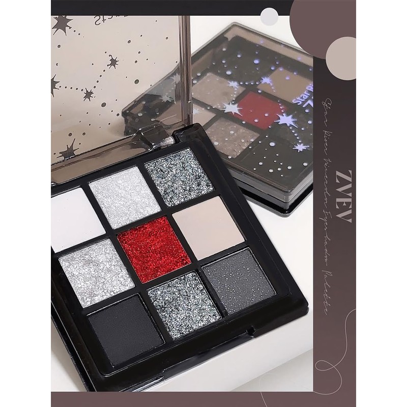 Punk Smokey Glitter Eyeshadow 9 Colors, Sweet Cool Dark Eyeshadow