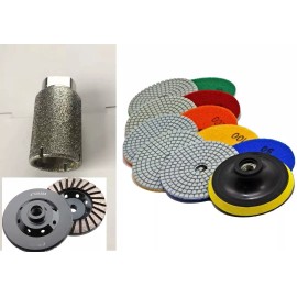 Roxx Tools 1 3/4" Diamond core bit countertop drum grinding cup polish pad stone concrete