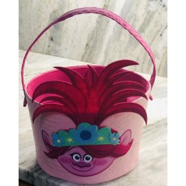 Unbranded PTI Group Woven Paper Basket - Trolls-Poppy 6 Inches Tall/10 Inches Diameter-NEW