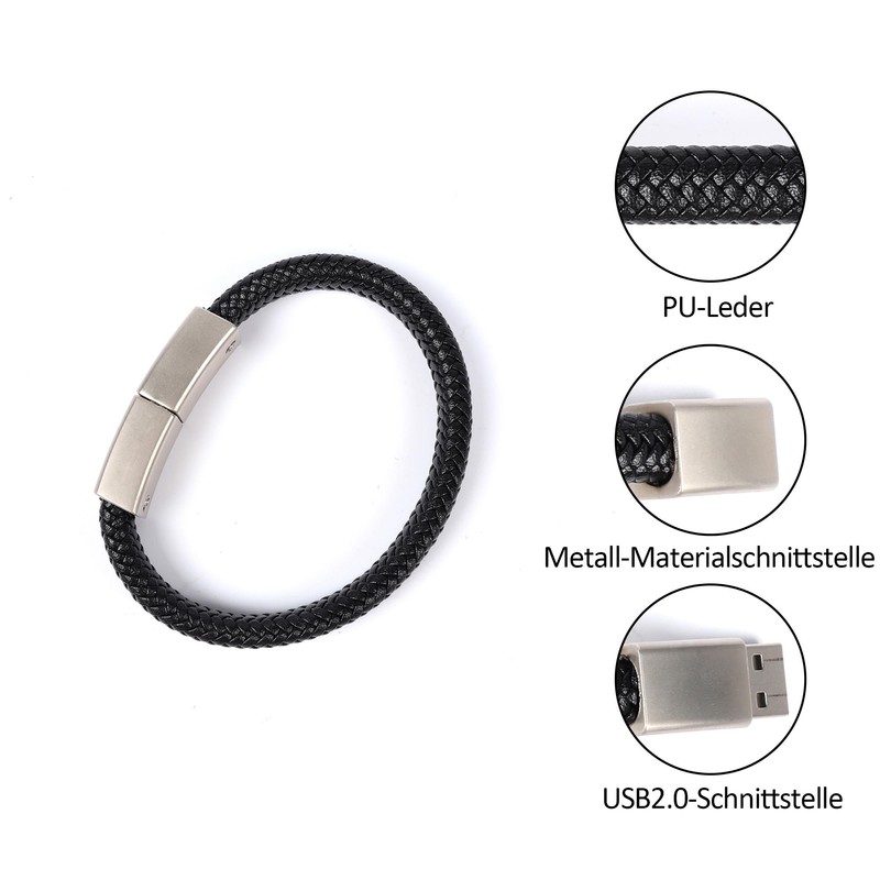 PU Leather Wristband 128GB USB Flash Drive 2.0 Computer Drive