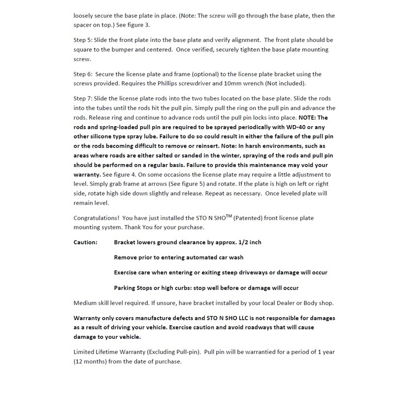 STO N SHO Front License Plate Bracket Compatible with 2023