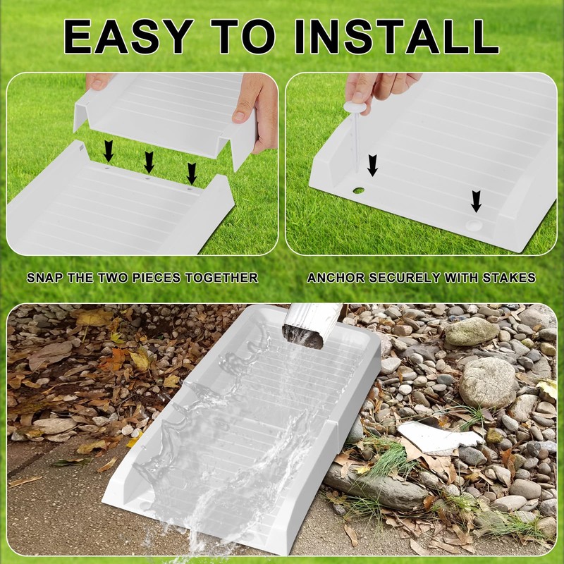 Aobiono Downspout Splash Block, Gutter Downspout Extensions Diverter, 24" Gutter