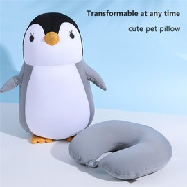 Travel Pillows for Kids, 2 in 1 Neck Pillow Cute Penguin U Shape Neck Pillow Neck Support Pillow Travel Pillow Neck Support for Camping Hiking Car Aeroplane