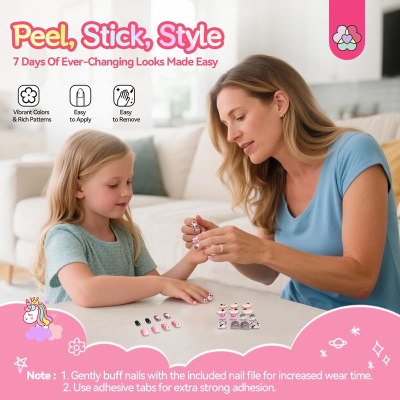 SAVILAND Children's Press On Nails - 7 Pack Children's Nails