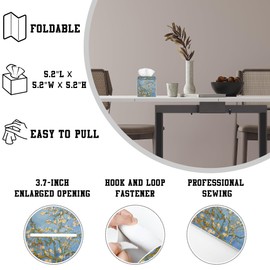 OHEGBXE Tissue Box Holder Blossoming Almond Tree Square Leather Tissue Box Cover Modern Cube Facial Paper Cover Case for Bathroom Vanity Countertop Night Stands Tabletop