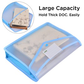 A4 Plastic Wallets, Ipow 6 Pcs Plastic Folders Document Files Folders Popper Wallet Envelope Pockets Large Capacity with Quick Snap Closure, Card Slot for Office Home School Travel