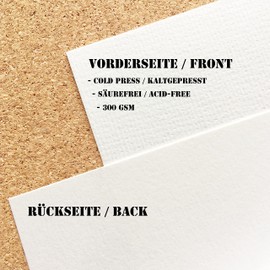 ESENG® Premium Watercolour Paper DIN A4 40 x Sheets - 300 GSM - White, Watercolour Pad, Colouring Pad Paper for Watercolour, Drawing, Painting