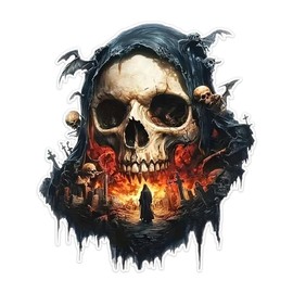 2pcs 4.53"x5.12" Gothic Skull Car Stickers - Vibrant Anime Themed Cartoon Decals, Self-Adhesive Decals for Cars, Motorcycles, Laptops, Walls, Refrigerators - 2D Flat Sticker |#CZ318