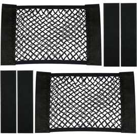 IONPSHG 2 Pcs Universal Mesh Cargo Storage Pocket Bag Stretchable Storage Net Wall Sticker Organizer Pouch Bag Car Trunk Storage Organizer with Tape Stickers for Car SUV RV Home Storage 27.6 x 9.8inch