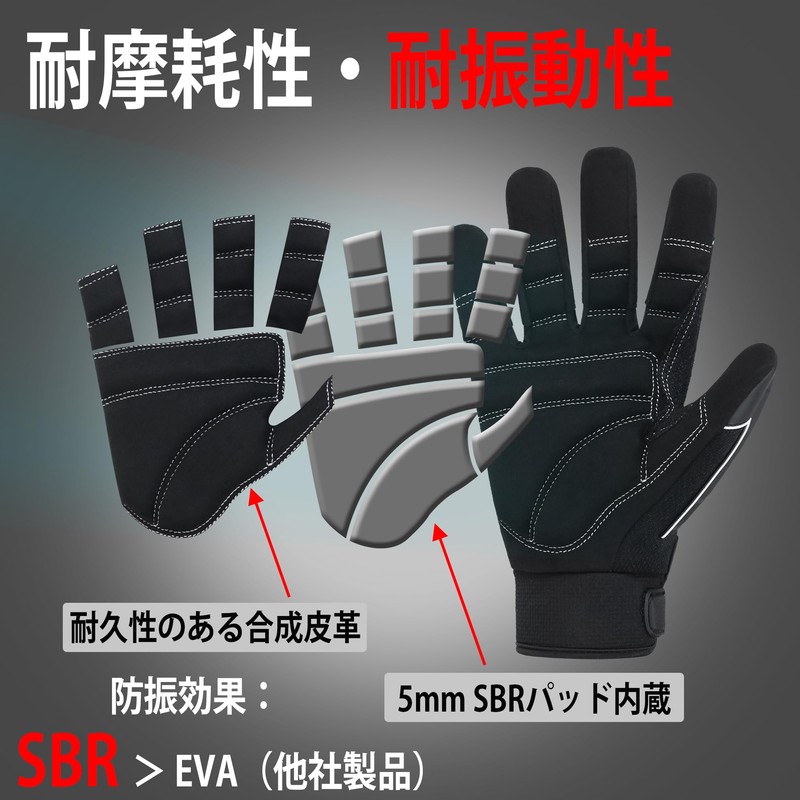 HANDLANDY Anti-Vibration Work Gloves, SBR Pad, TPR Protector, Mechanic Gloves