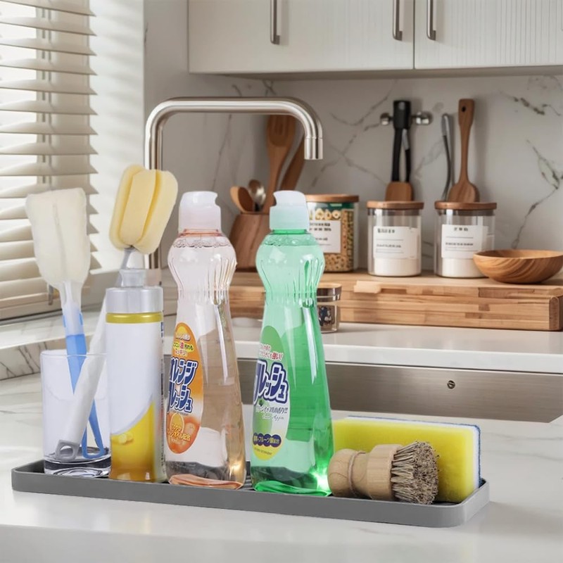HvOvMvE Silicone Organizer Tray for Kitchen Sinks and Bathrooms. Dishwasher-Safe,