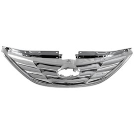 Evan Fischer Grille Assembly Compatible With 2011-2013 Hyundai Sonata Chrome Shell with Paintable Insert Plastic Grille