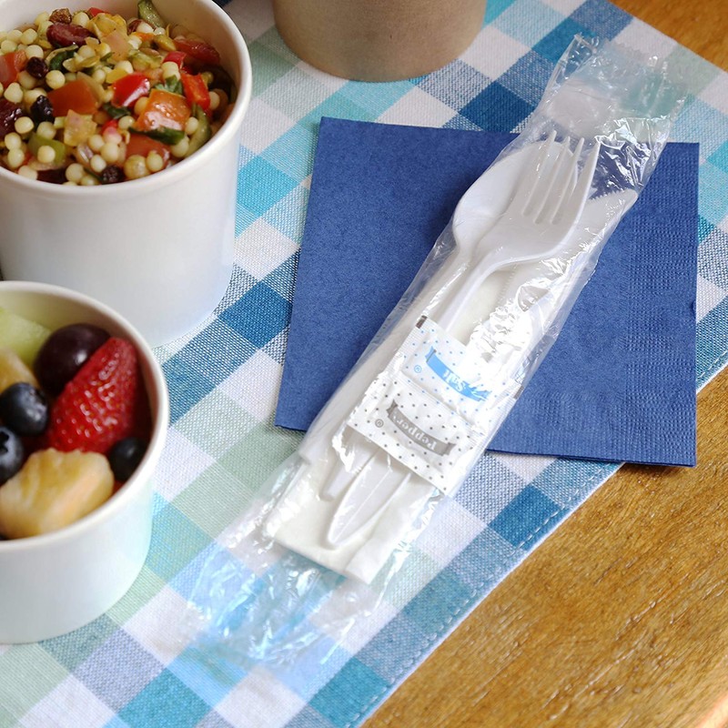 Plastic Cutlery Packets - Knife Fork Spoon Napkin Salt Pepper