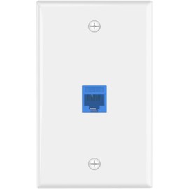 VCE Ethernet Wall Plate (UL-listed) 1-Pack, CAT6 Ethernet Wall Outlet Female to Female, Compatible with CAT6/CAT5E/CAT5 Cabels, Blue