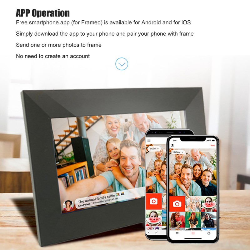 Digital Photo Frame 8 Inch HD Touch Screen Support App