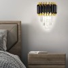FRIXCHUR Crystal Wall Sconce Black Modern Lamp Mounted Light Fixture