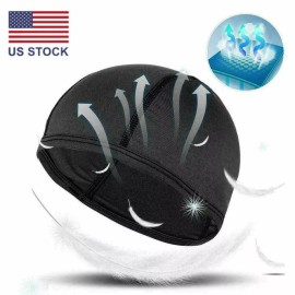 Men Black Sweat Wicking Cap Helmet Liner Skull Caps Head Wrap Do Doo Beanie Hat