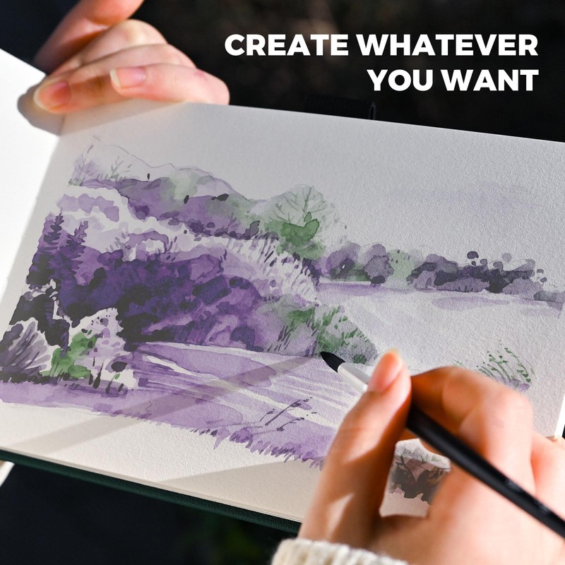 Funto Watercolor Journal, 8.5x5.5", 2 Pack, 48 Pages Each, Purple