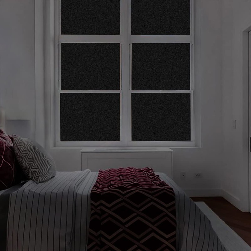 Finnez Blackout Window Privacy Film No Glue Necesary Static Cling,Anti-UV,Black
