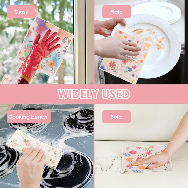 5/6/12Pcs Swedish Dishcloth Eco Friendly Biodegradable for Kitchen Cellulose Sponge