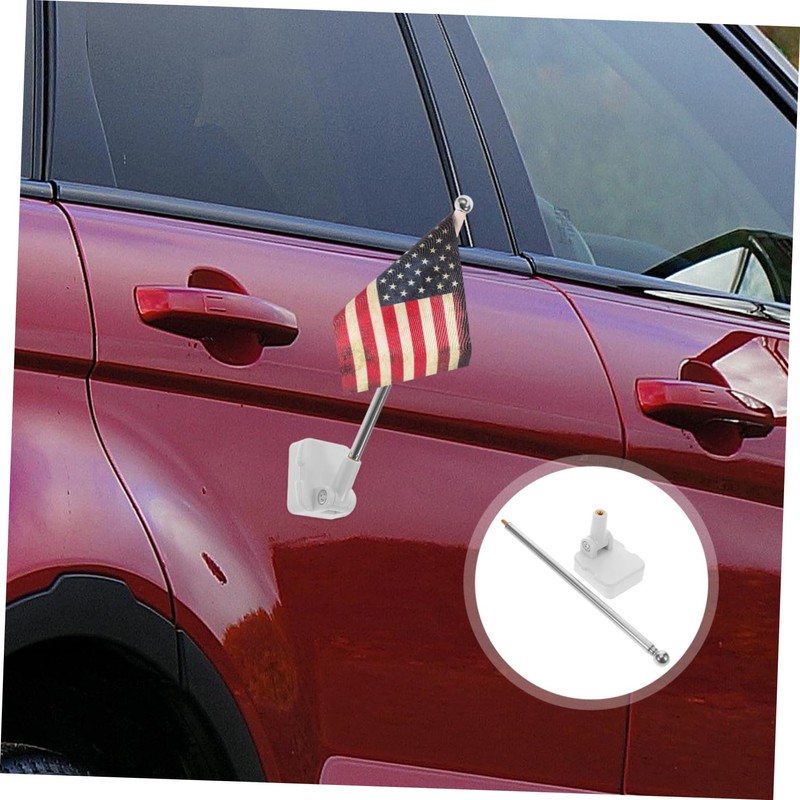 KONTONTY Magnetic Car Flag Pole Stainless Steel Base Universal Mount
