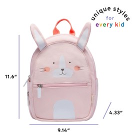 uninni Toddler Mini Backpack for Girls and Boys, Child Backpack for School and Travel, Kindergarten, Elementary, Kids Ages 2–5, Padded Back, Adjustable Straps - Rabbit