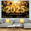 Happy New Year Backdrop for New Year Decor, Black and