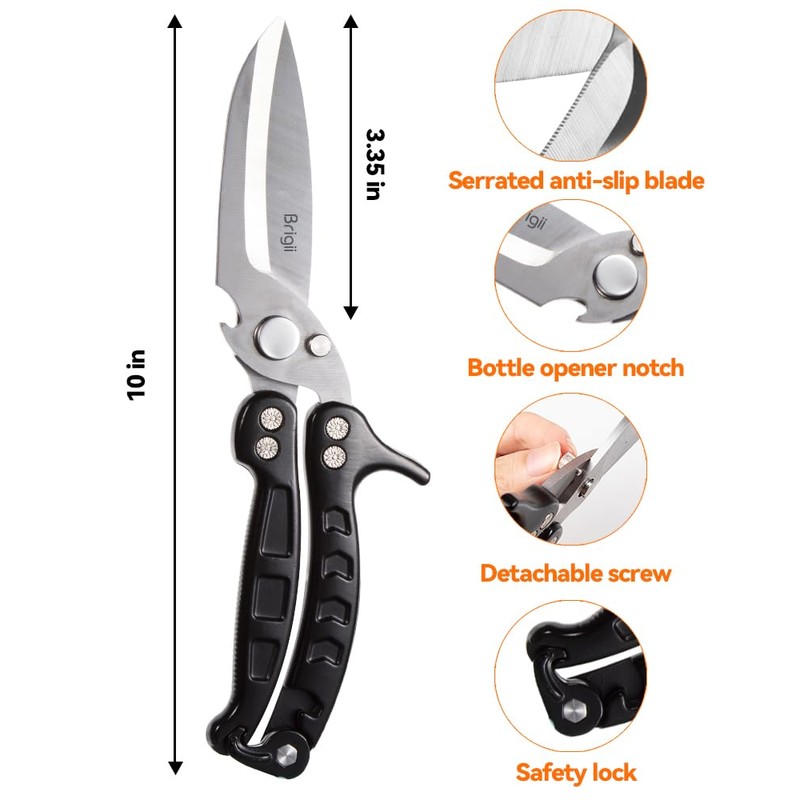Brigii Kitchen Shear, Stainless Steel Heavy Duty Poultry Shears, Multi-Purpose