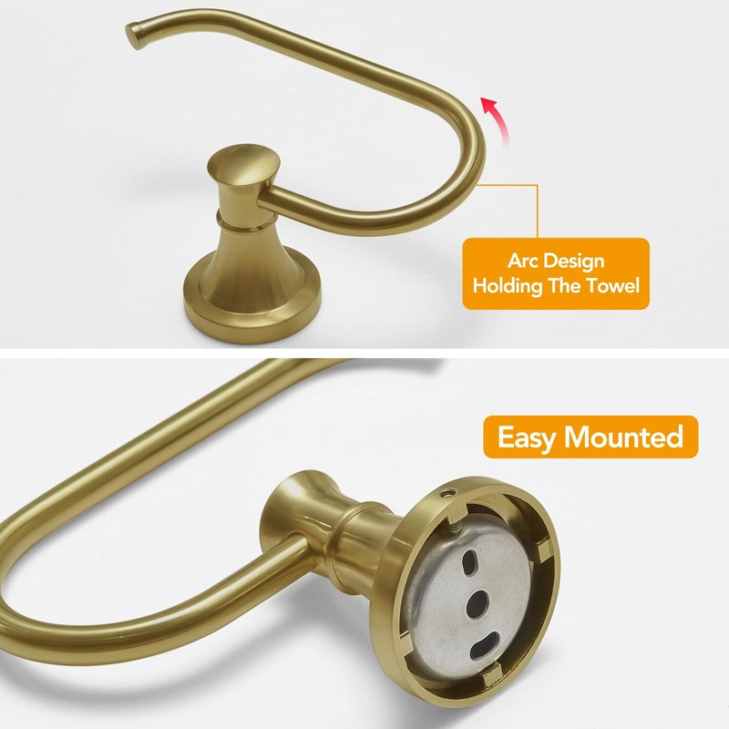 BESy Brushed Gold Toilet Tissue Paper Holder Brushed Gold Bathroom