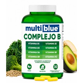Complejo B Formula Avanzada 30 Capsulas | Vitamina B12, B1, B2, B3, B5, B6, B8 (Biotina), B9 (Ácido Fólico) | Sin Gluten, 100% Naturales, Libres de OM