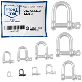 NietFullThings 10 pieces 5 mm stainless steel round shackles made of V4A short straight robust shape breaking load 1,000 kg shackle 5 x 14.5 mm