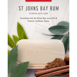 St. John Bay Rum Soap On A Rope | USA Made, Triple-milled Mens Soap Bar | Hydrating Bar Soap for Men with Olive Oil & Glycerine | Luxury Body Soap Bar for men | (7 oz Bar- 6 Pack)