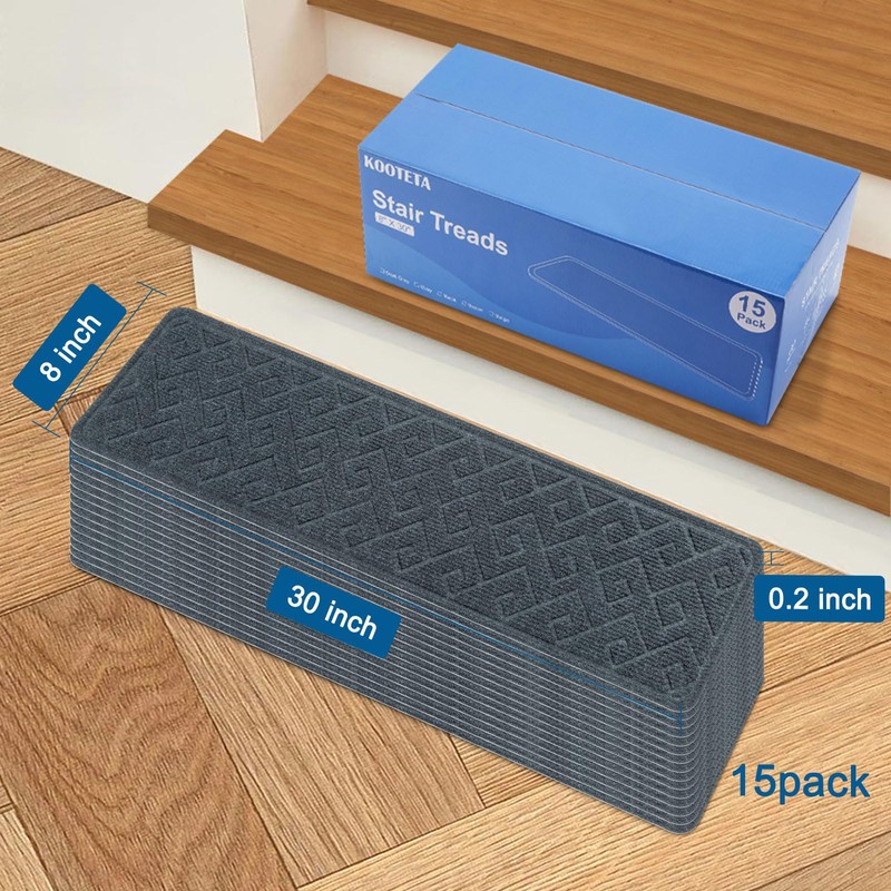 Stair Treads for Wooden Steps Indoor, 15 Pack 8" X