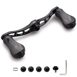 HEIGHTEN 3.5 inches (90 mm) Reel Handle with 0.8 inches (20 mm)/0.83 inches (21 mm) Carbon Knob, Compatible with Shimano, Daiwa, Abu, for Bait Reel, Arch Gourd Series (90mm Handle - 20mm Knob - Black