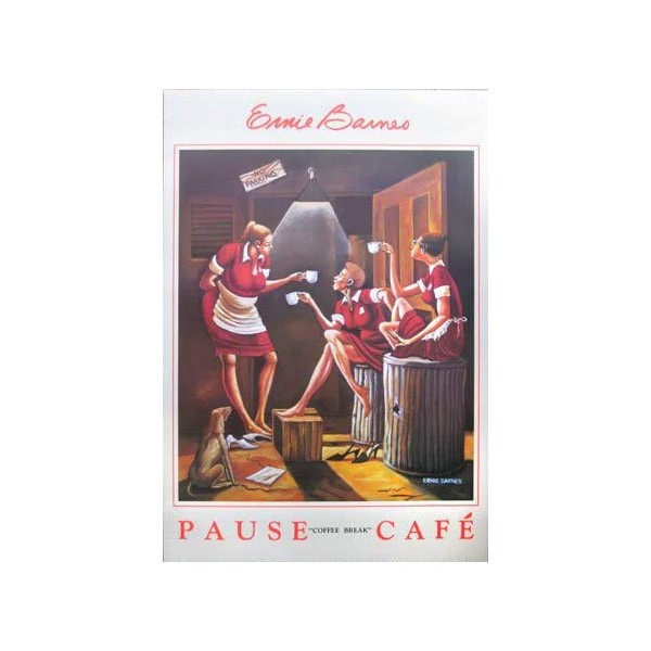 Ernie Barnes Pause Café/Coffee Break poster 35 x 23 in.