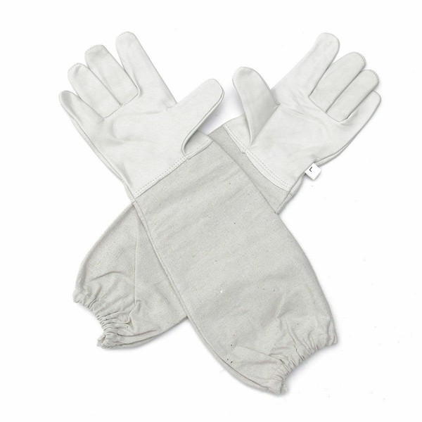 Beekeeping Bee Gloves- Soft White Goat Leather With Cotton Gauntlets