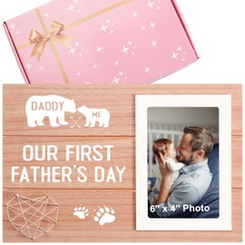 Sioial First Father's Day Gift for Dad from Baby Daughter Son-Father's Day Picture Frame Gifts for Bear Daddy-New Dad Presents-Bear Daddy Photo Frame Presents