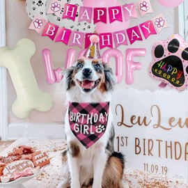 Hund Geburtstag Partyzubehör Hund Welpe Geburtstag Banner Ballons Hut mit Nummer Bandana Woof Ballons für Haustiere Dekorationen