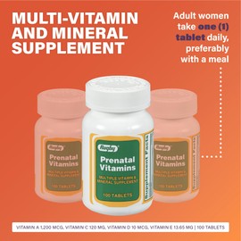 Rugby Prenatal Vitamins - Multiple Vitamin and Mineral Supplement - 100 Tablets (3 Pack)