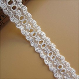 White Eyelet Cotton Lace Trim,3 Yard Eyelet Cotton Strip Net Tape Lace Edge Trim Ribbon 32 mm Width Style White Edging Trimmings Fabric Embroidered Applique Sewing Craft Wedding DIY Embellishment