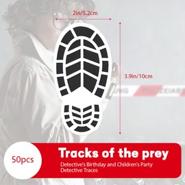 DIFLAX Pack of 50 Footprint Stickers, Black, Detective Game, Children's Party Decoration, Waterproof, Easy to Remove Floor Footprints for Crime Dinner