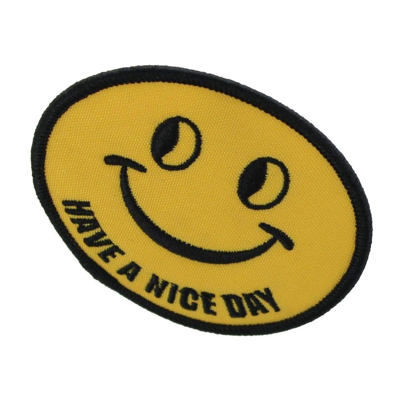 Smiley Face "Have a Nice Day" Iron-On Fabric Patch